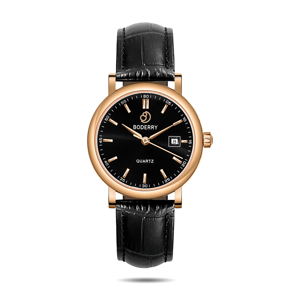 CLASSIC 36MM Swiss Quartz Watch — Rose Gold & Black