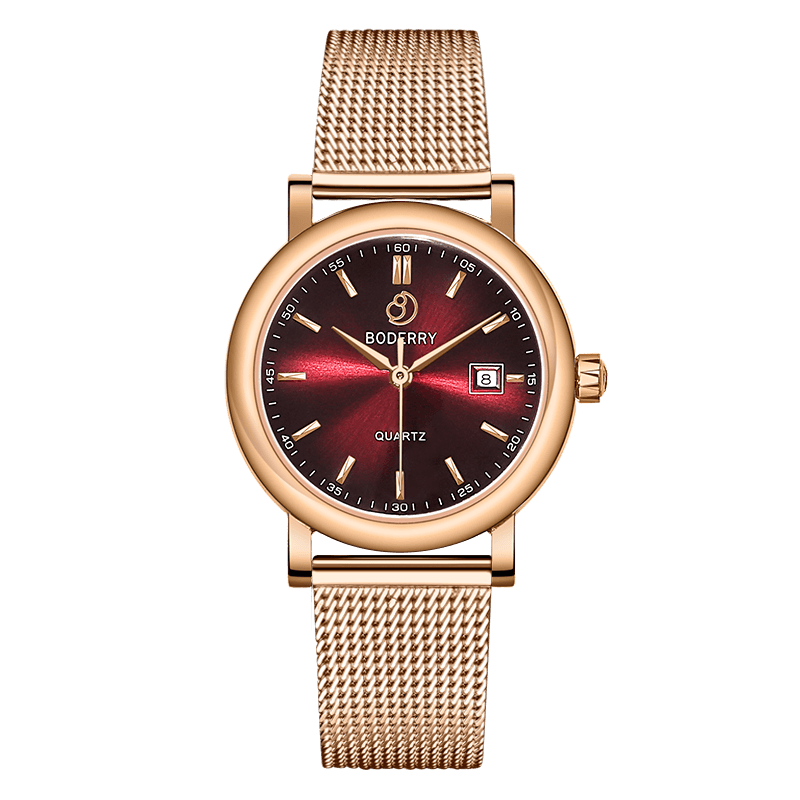 CLASSIC 32MM Swiss Quartz Watch — Rose Gold & Claret