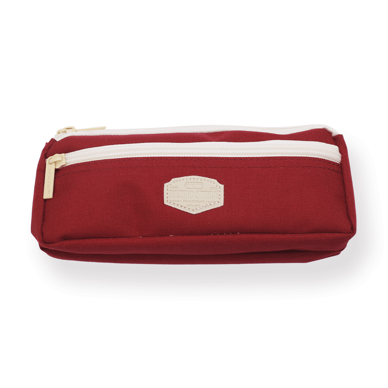 Multi-functional Dual-Zippered Pencil Case - Burgundy Red