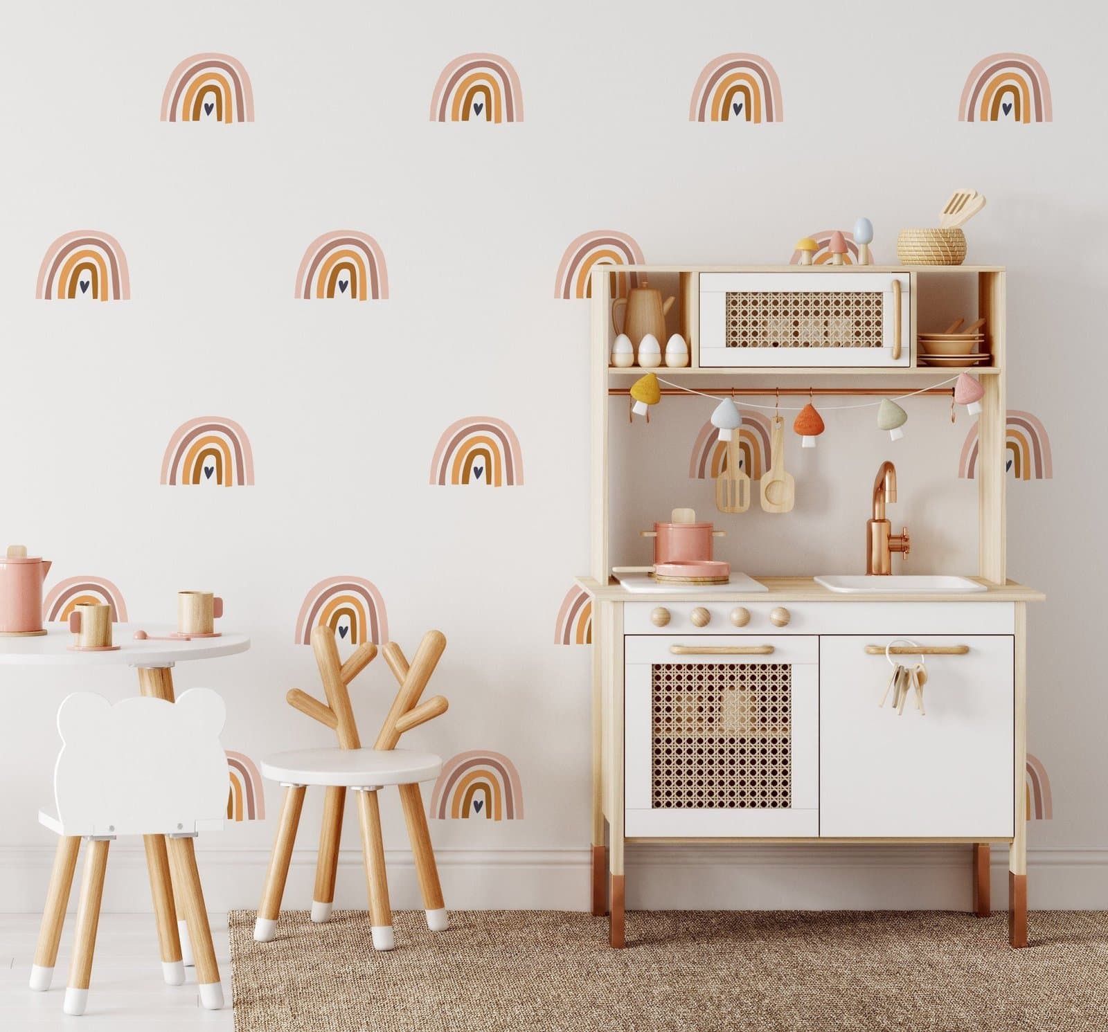 Large Boho Rainbow Wall Stickers (16-Pack)